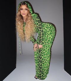 TOM FORD Leopard Cheetah Hooded  Orange/Red Dress  SZ 40IT