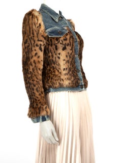 Tom Ford Leopard Pattern Rabbit Fur Denim Jacket Size XS