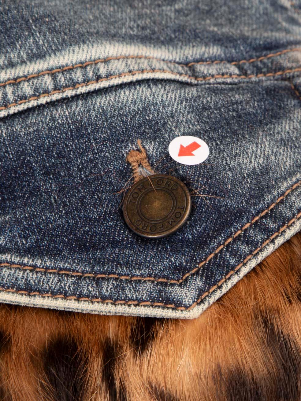 Women's Tom Ford Leopard Pattern Rabbit Fur Denim Jacket Size XS