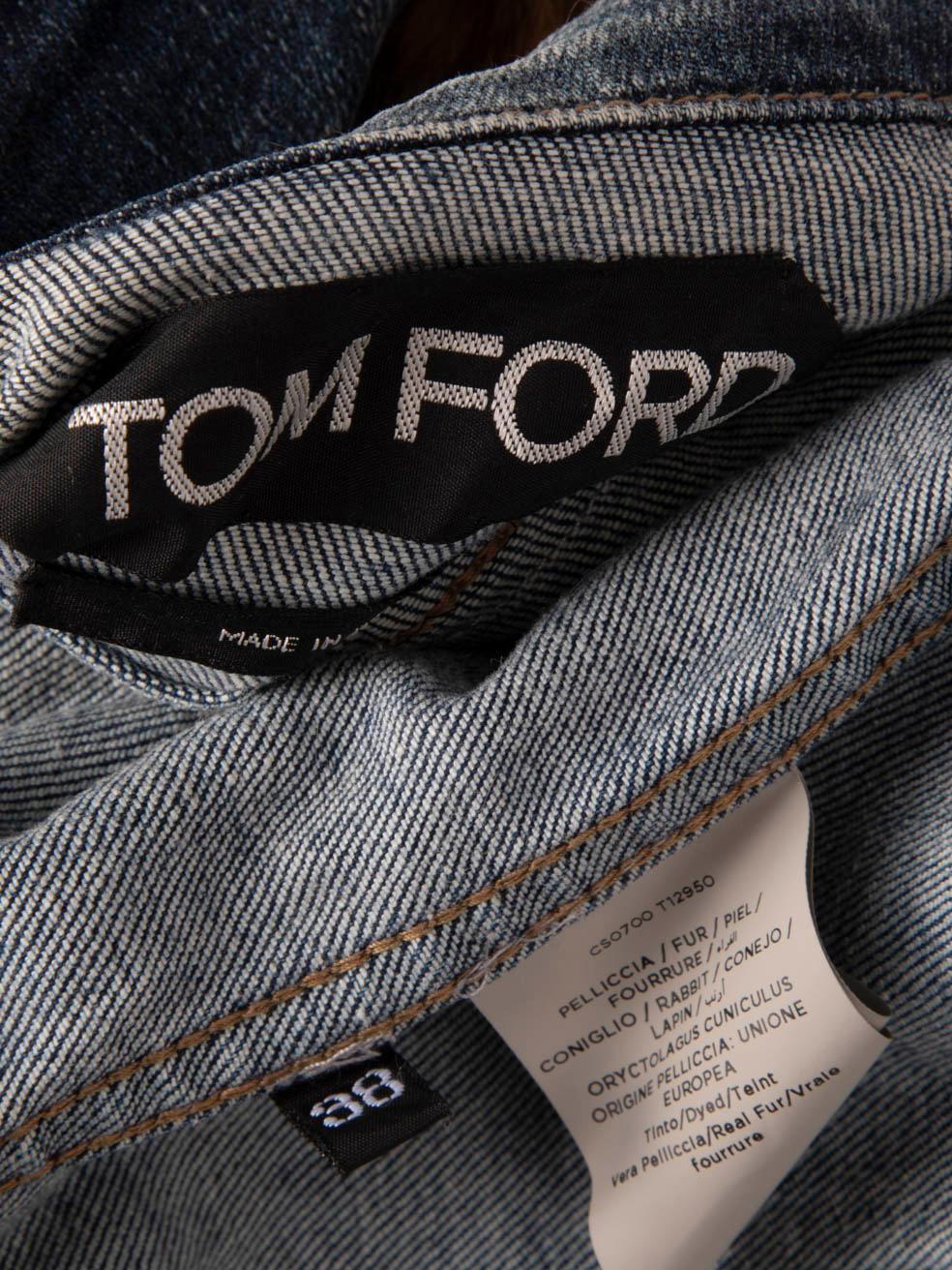Tom Ford Leopard Pattern Rabbit Fur Denim Jacket Size XS 1