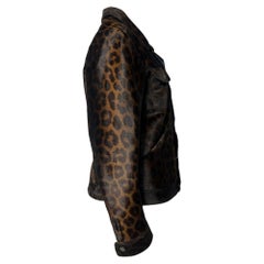 Tom Ford Leopard Print Buttoned Jacket with Pockets in Brown Calf Hair