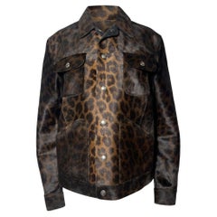 Tom Ford Leopard Print Buttoned Jacket with Pockets in Brown Calf Hair