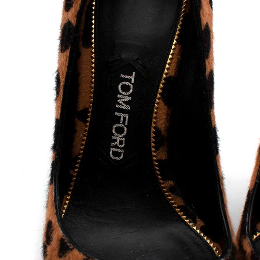 Black Tom Ford Leopard Print Calf Hair Stiletto Pumps - Size EU 37.5