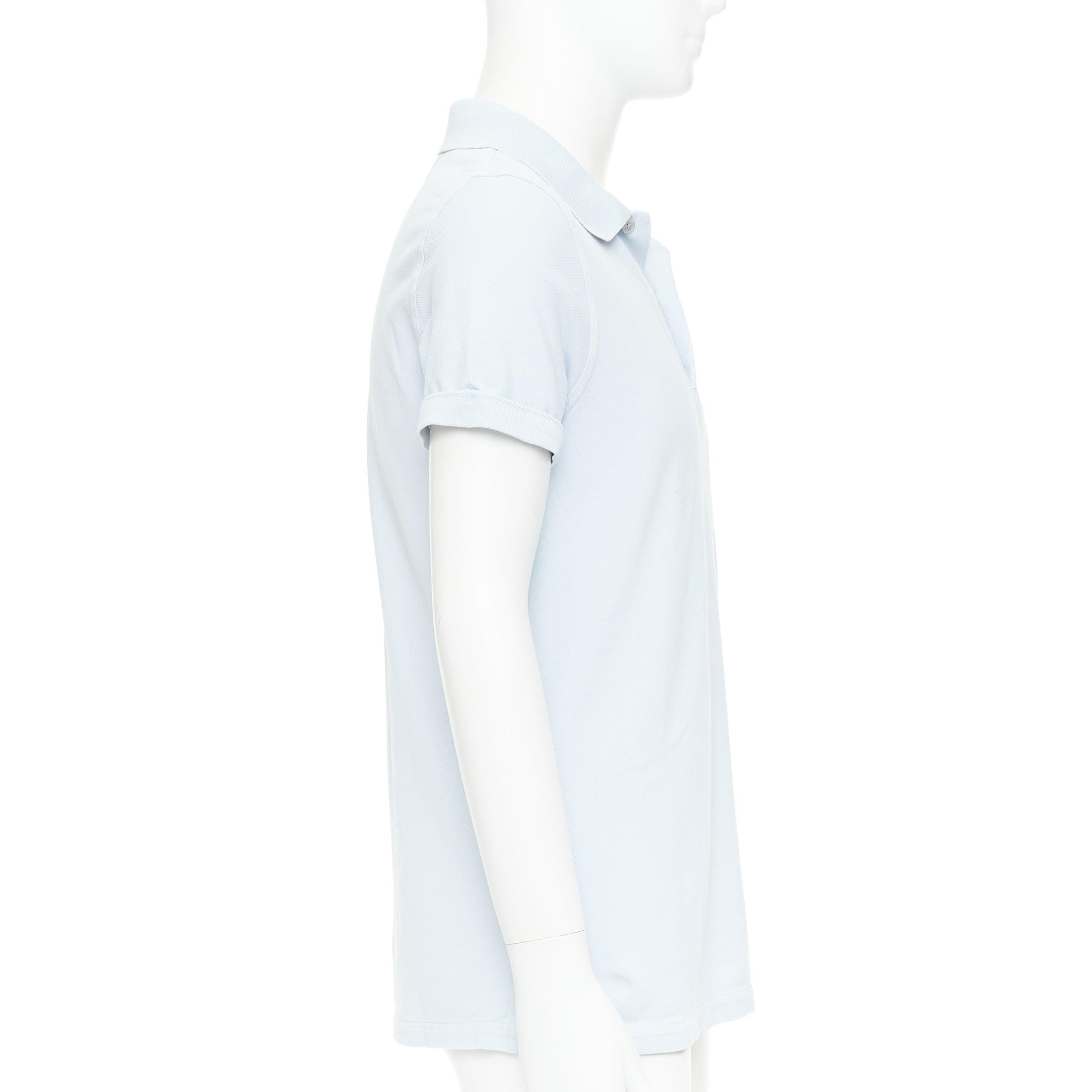 Tom Ford polo in cotone TF con logo sull'orlo in piqué azzurro IT48 M In condizioni discrete in vendita a Hong Kong, NT