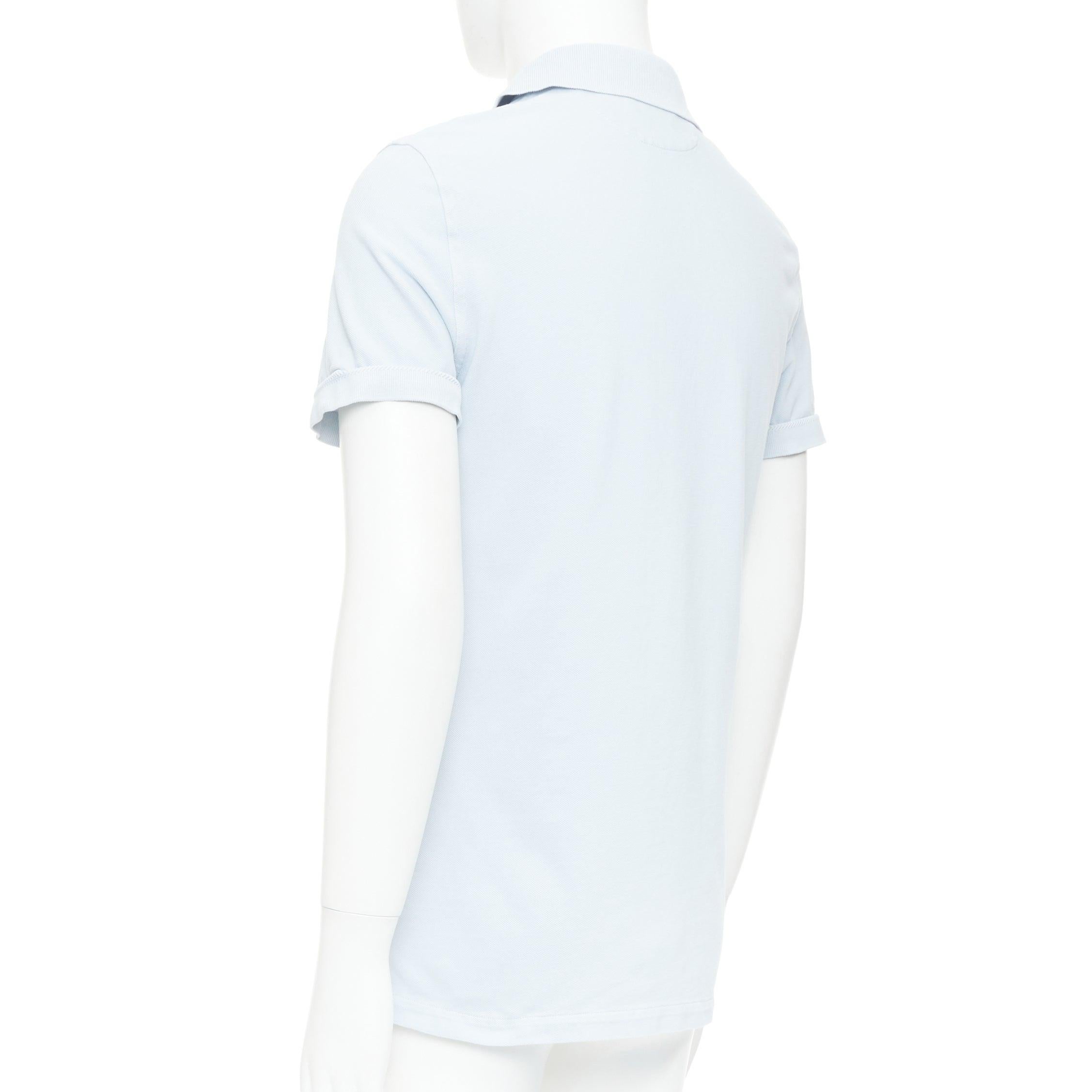 Tom Ford polo in cotone TF con logo sull'orlo in piqué azzurro IT48 M in vendita 1