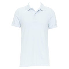 TOM FORD light blue cotton TF logo hem pique polo shirt IT48 M