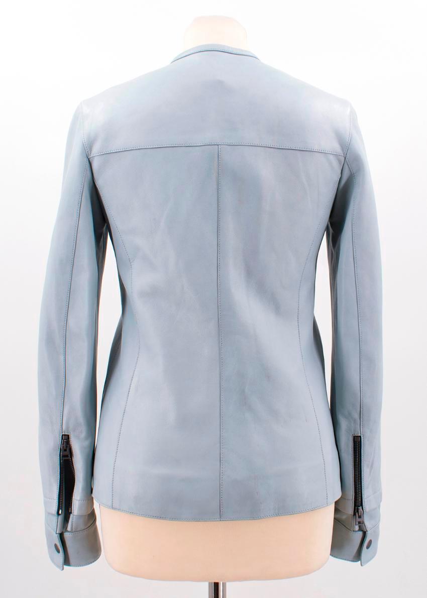 Gray Tom Ford Light Blue Leather Jacket - Size US 0