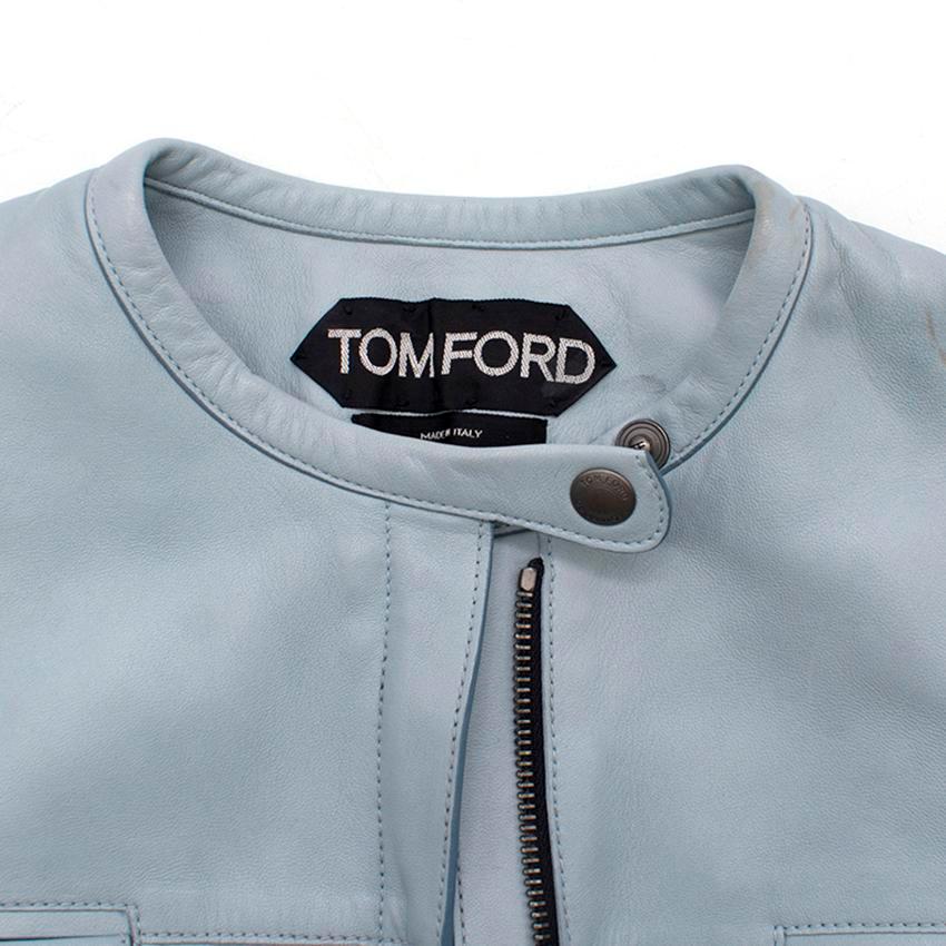Women's Tom Ford Light Blue Leather Jacket - Size US 0