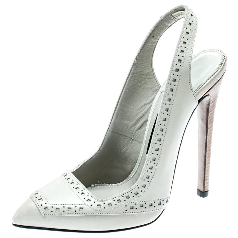 white pointed toe slingback