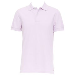 TOM FORD light purple pink cotton TF logo hem pique polo shirt IT48 M