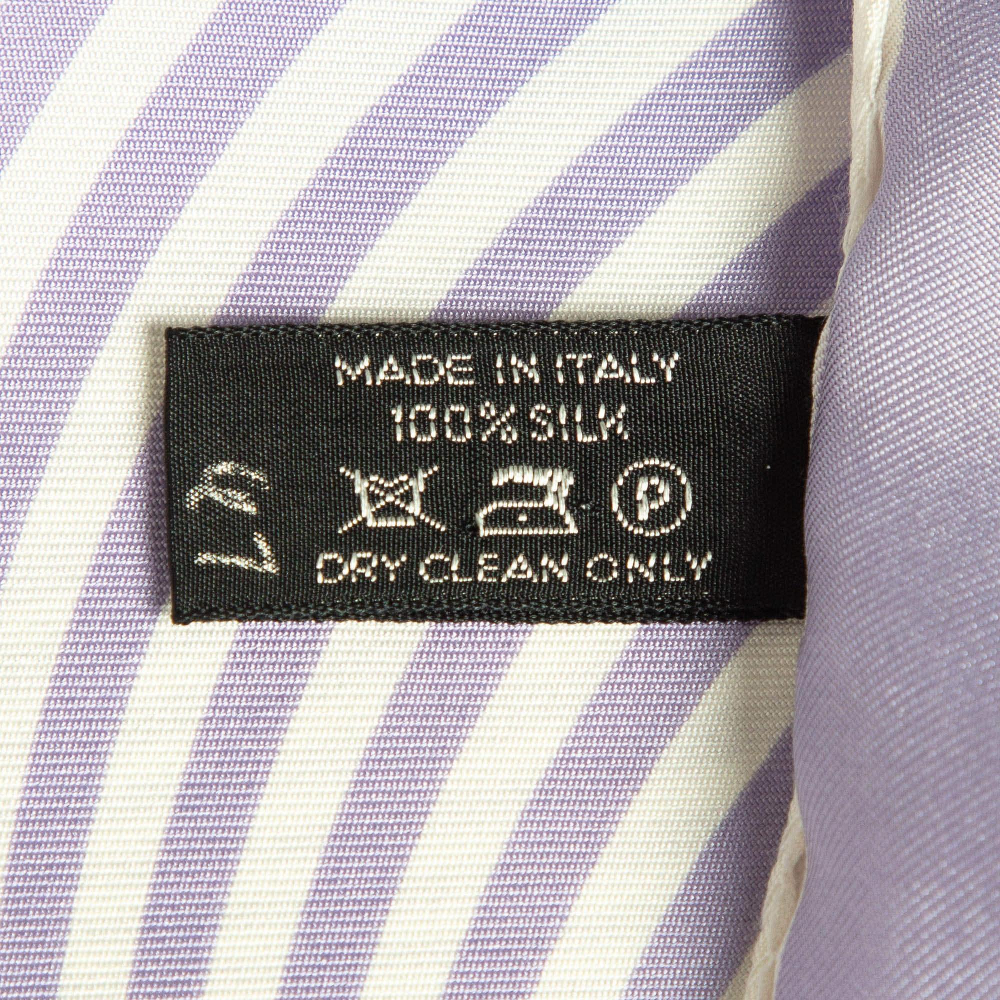 Men's Tom Ford Light Purple Stripe Silk Pocket Square For Sale