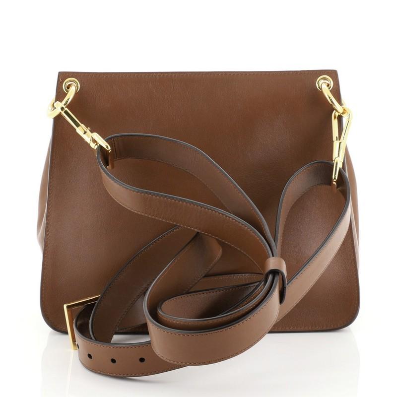 Brown Tom Ford Lock Front Crossbody Bag Leather Small