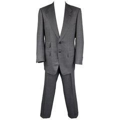 TOM FORD Long Size 48 Navy Wool / Silk Notch Lapel Suit