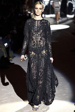 Tom Ford Magnificent Black Lace Cathedral Met Dress Gown    New