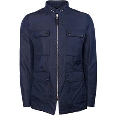 Tom Ford Men Blue Cotton Blend Twill Utilitarian Sport Jacket 