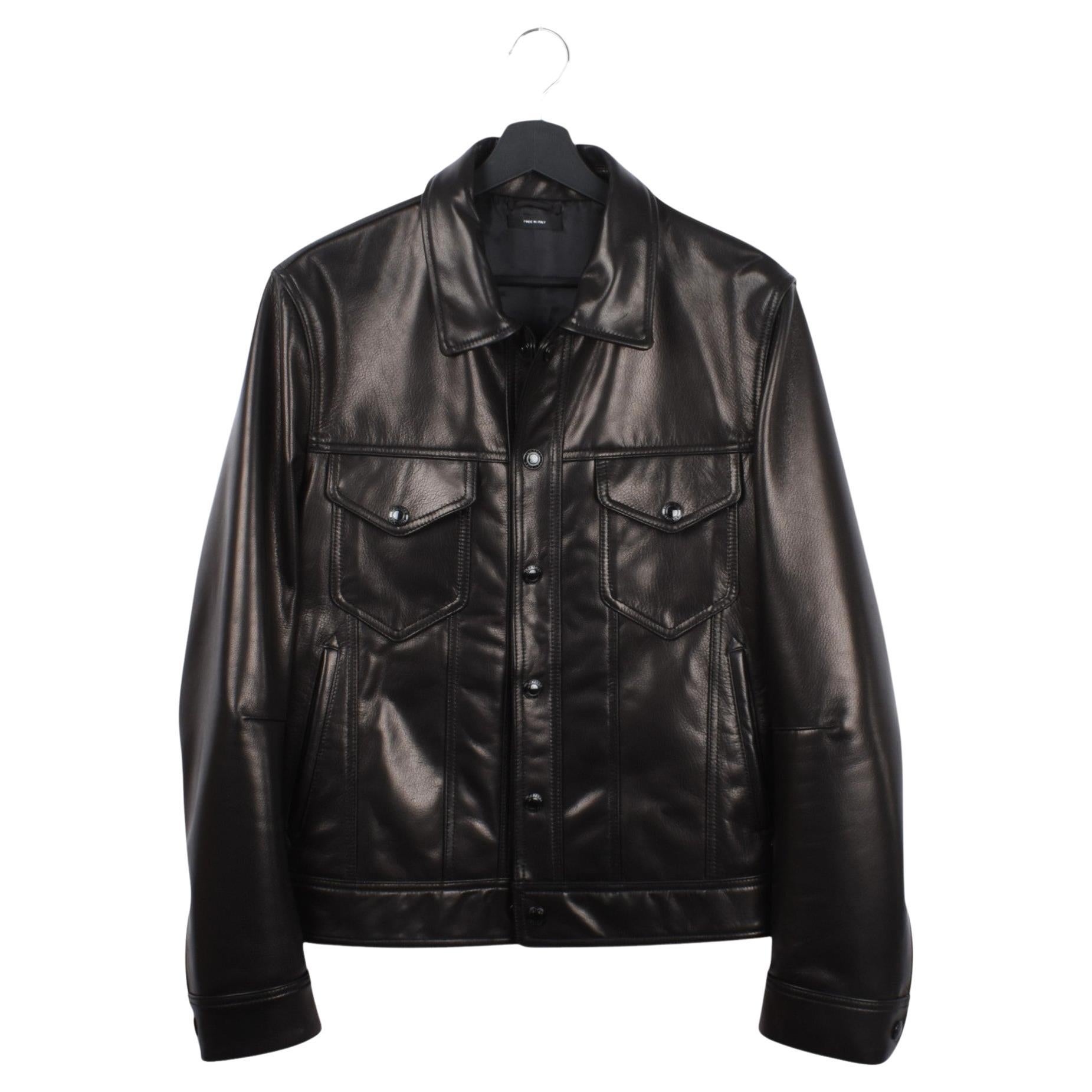 Tom Ford Men Leather Jacket Denim style heavy leather Size 50-M/L, S2099