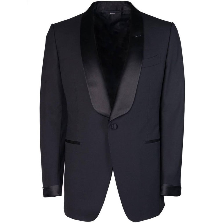 Tom Ford Men's Black Wool Satin Lapel O'Connor Two Piece Suit at 1stDibs