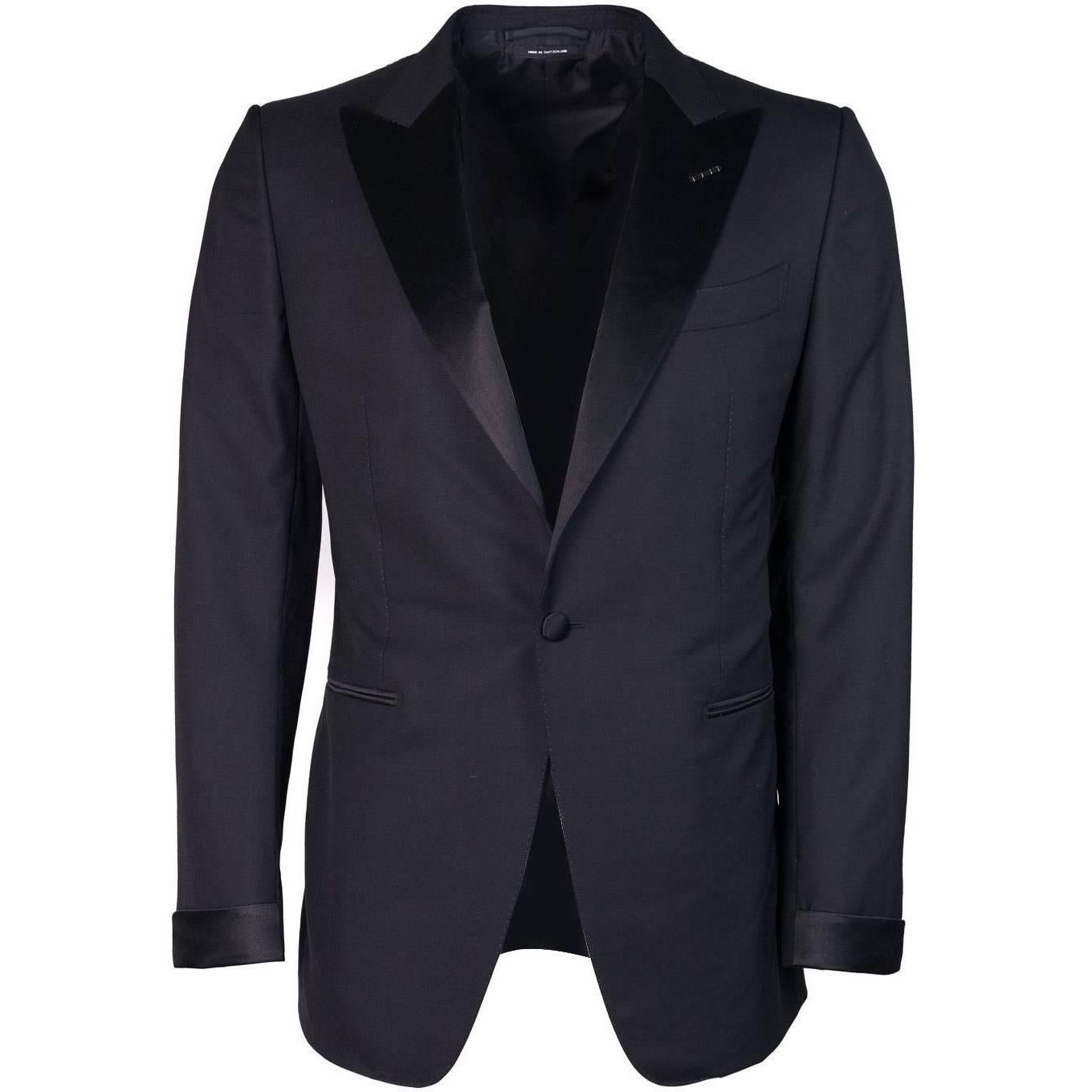 Tom Ford Men's Black Wool Satin Lapel O'Connor Two Piece Suit For Sale