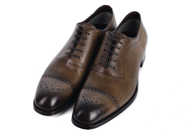 Tom Ford Brown Brogue Leather Lace Up Oxfords Size 44 Tom Ford