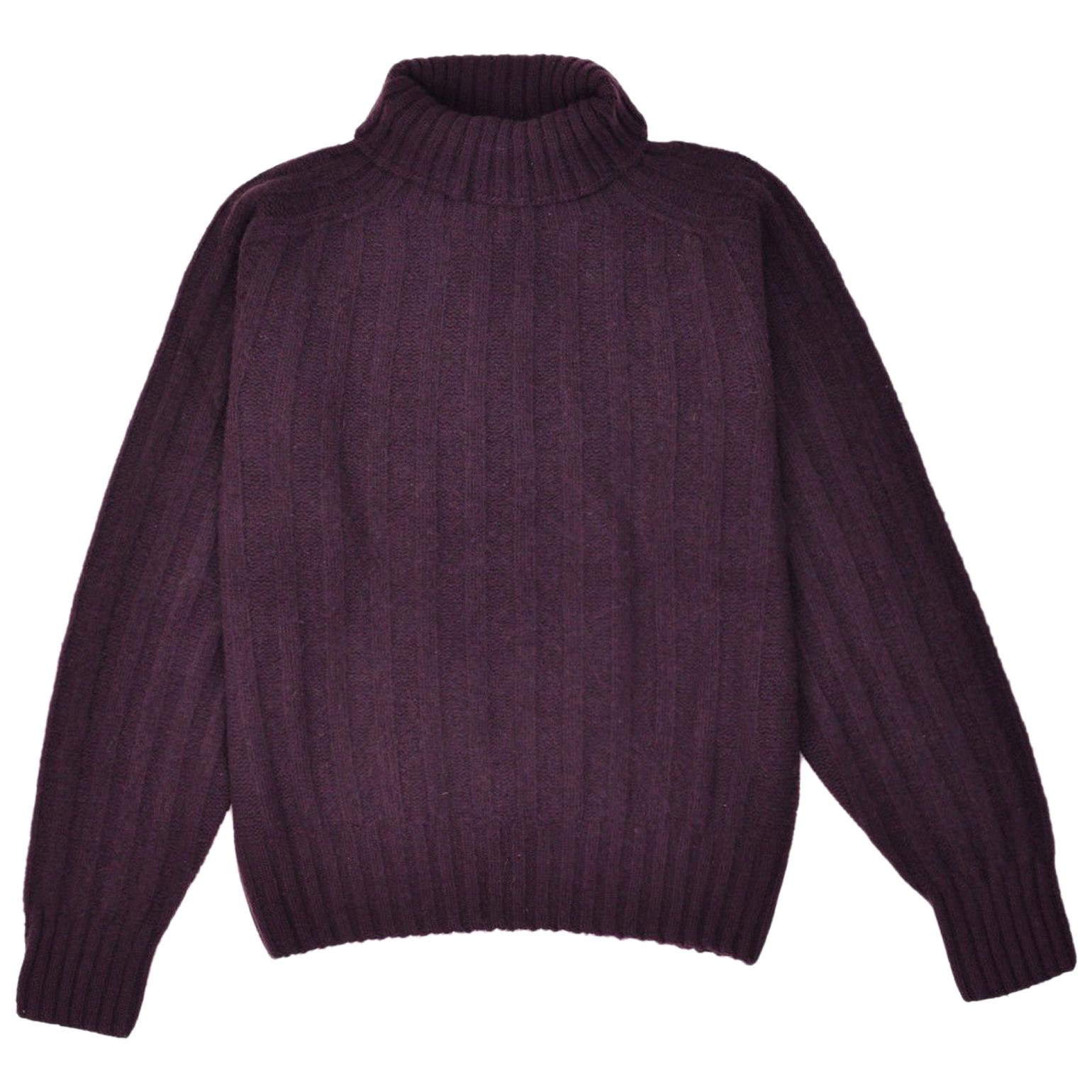 Tom Ford Mens Cashmere Maroon Rib Knit Turtleneck Sweater Sz IT46/US36~RTL $1450 For Sale