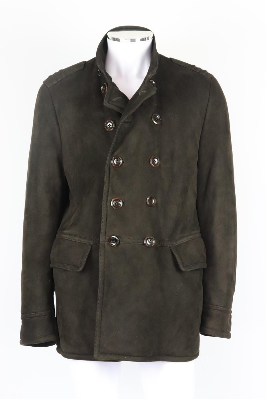Tom Ford - Manteau en daim doublé de peau de mouton à double boutonnage pour homme, taille IT 54/us Chest 44 Excellent état à London, GB