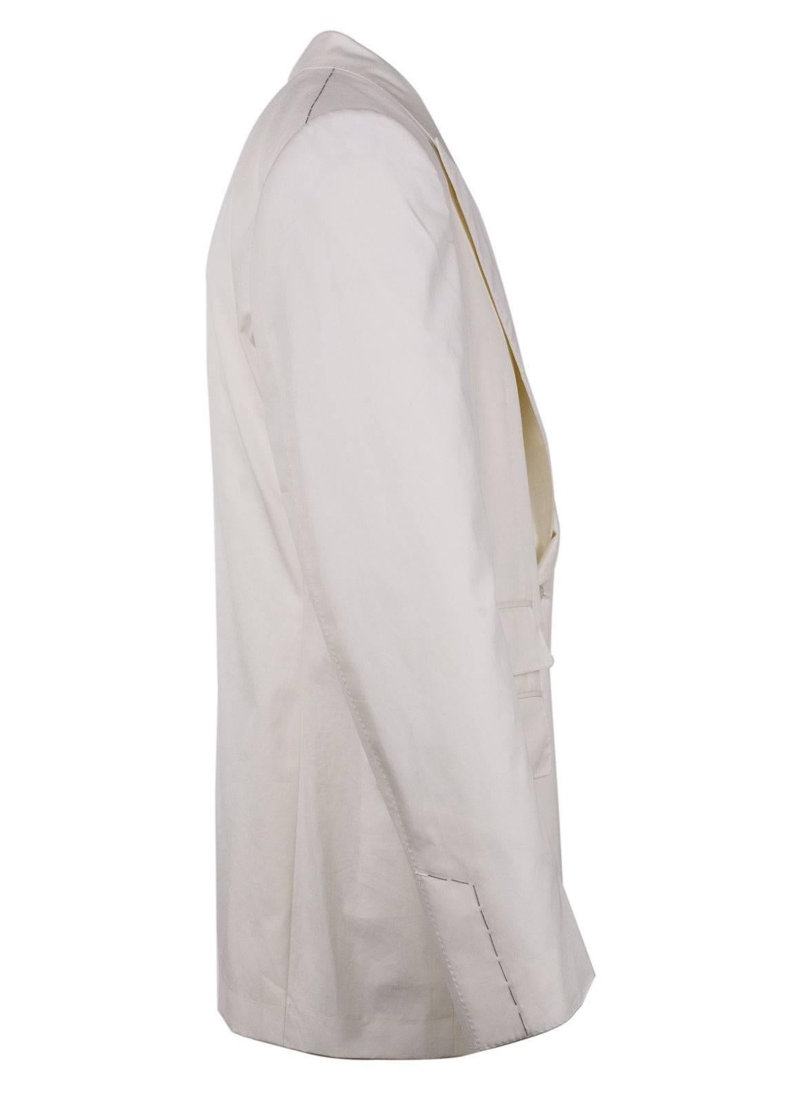 Gray Tom Ford Men's Ivory Cotton Peak Lapel Two Piece Shelton Suit For Sale
