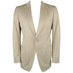 Tom Ford Men's Khaki Cotton Peak Lapel Patch Pocket Sport Coat