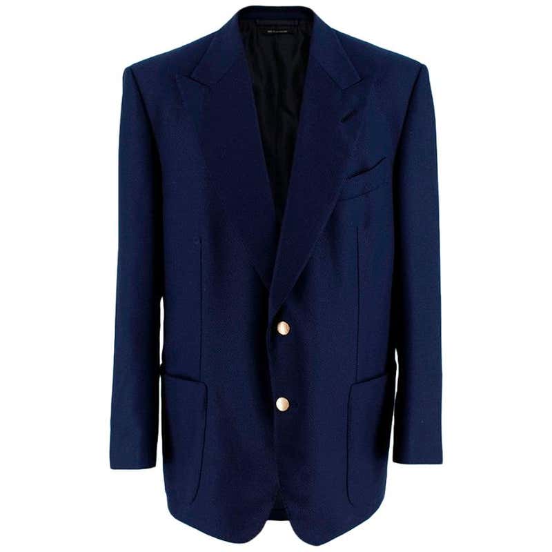 Tom Ford Men's Navy Textured Blazer Jacket - Size XL 7 - EU 56R at ...