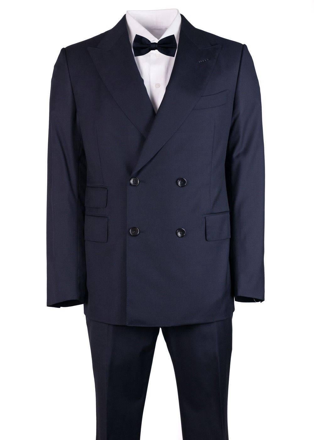 Tom Ford Men's Navy Wool Double Breast Shelton 2 Piece Suit In New Condition For Sale In Brooklyn, NY