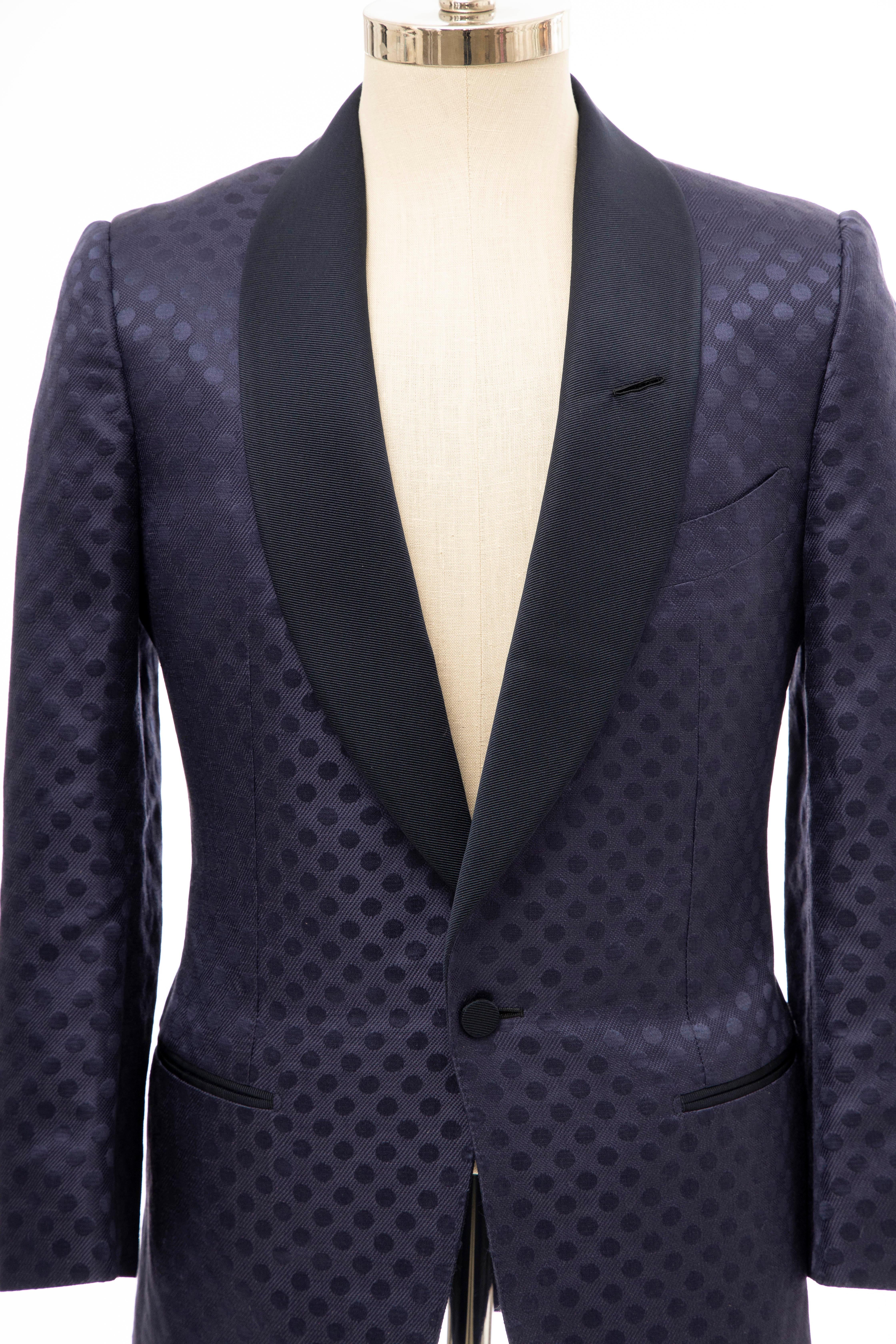 Tom Ford Men's Runway Navy Blue Silk Linen Dinner Jacket, Spring 2012 5