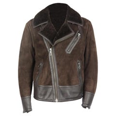Tom Ford Men's Shearling Lined Suede And Leather Biker Jacket It 52 Uk/us Chest 