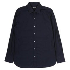 Chemise en coton bleu marine pour homme Tom Ford, taille L, coupe impeccable, fabriquée en Italie