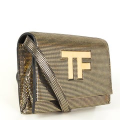 TOM FORD metallic gold leather TF Flap Crossbody Bag Clutch