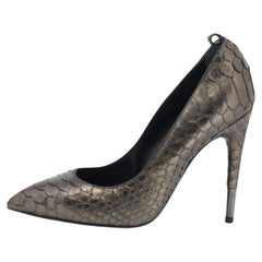Tom Ford Metallic Grey Python Leather Pointed Toe Pumps Size 35