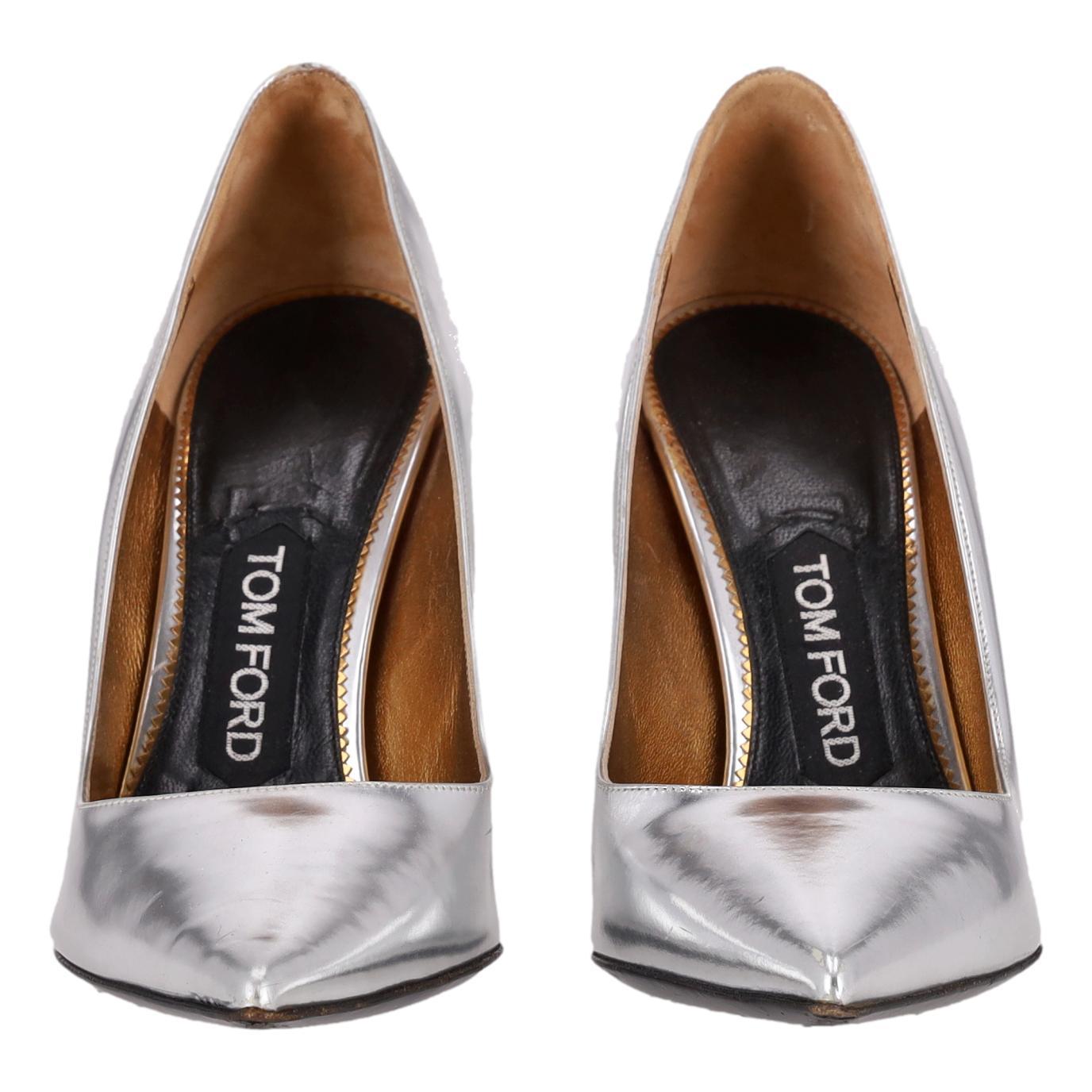 Gris Tom Ford - Escarpins en cuir métallisé en vente