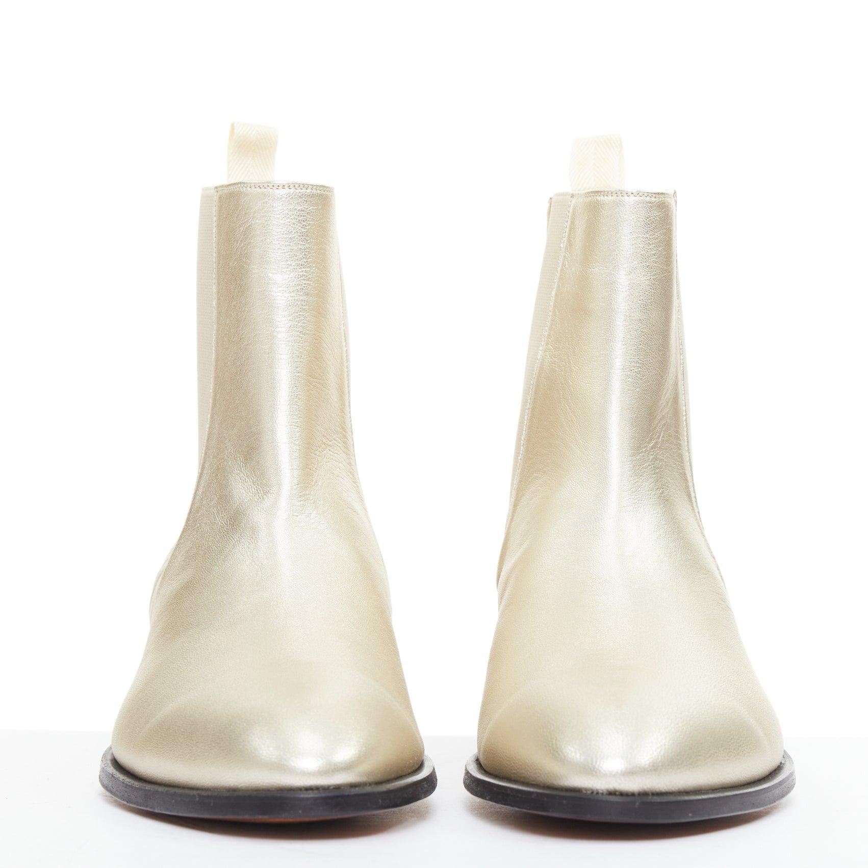 TOM FORD metallic hellgoldenes Leder kubanische Absätze Chelsea-Stiefeletten UK9 EU43 (Gold) im Angebot