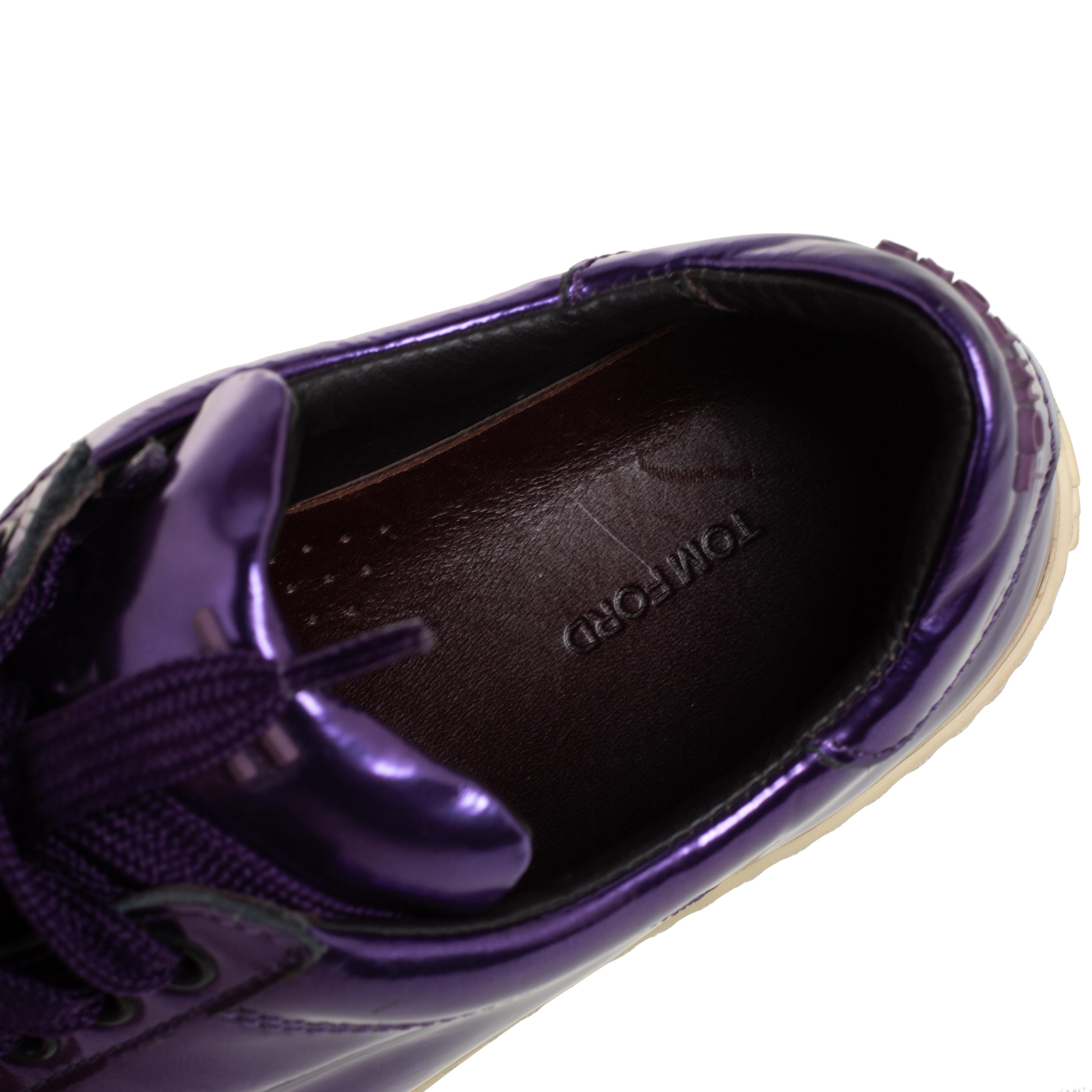 Women's Tom Ford Metallic Purple Leather Low Top Sneakers Size 38