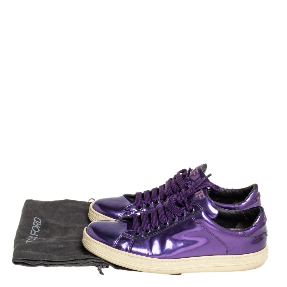 Tom Ford Metallic Purple Leather Low Top Sneakers Size 38 1