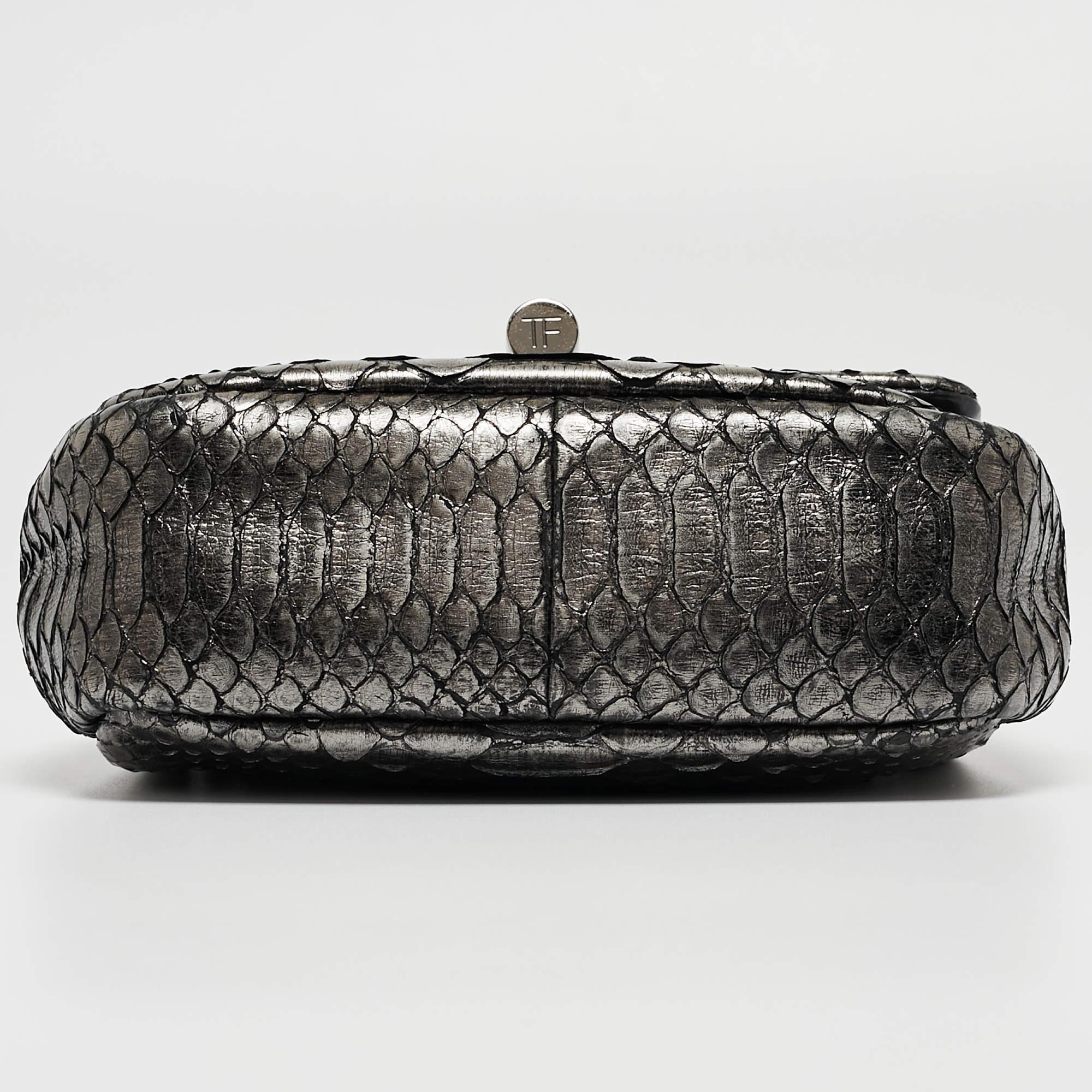 Tom Ford Metallic Python Mini Natalia Shoulder Bag In Good Condition In Dubai, Al Qouz 2