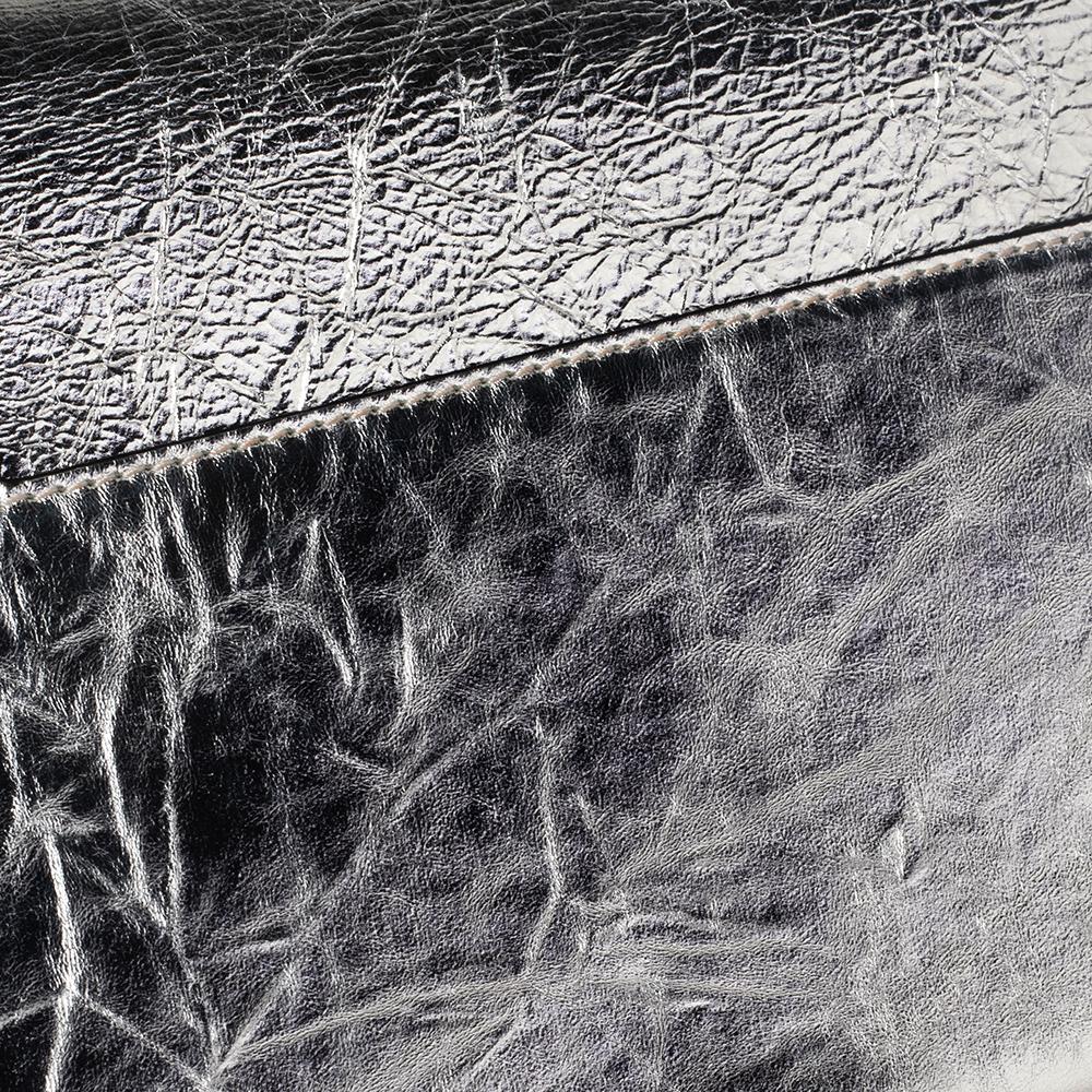 Tom Ford Metallic Silver Crackled Leather Natalia Shoulder Bag 3