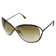 Gafas de sol redondas extragrandes «Miranda» de Tom Ford, con montura metálica verde degradada