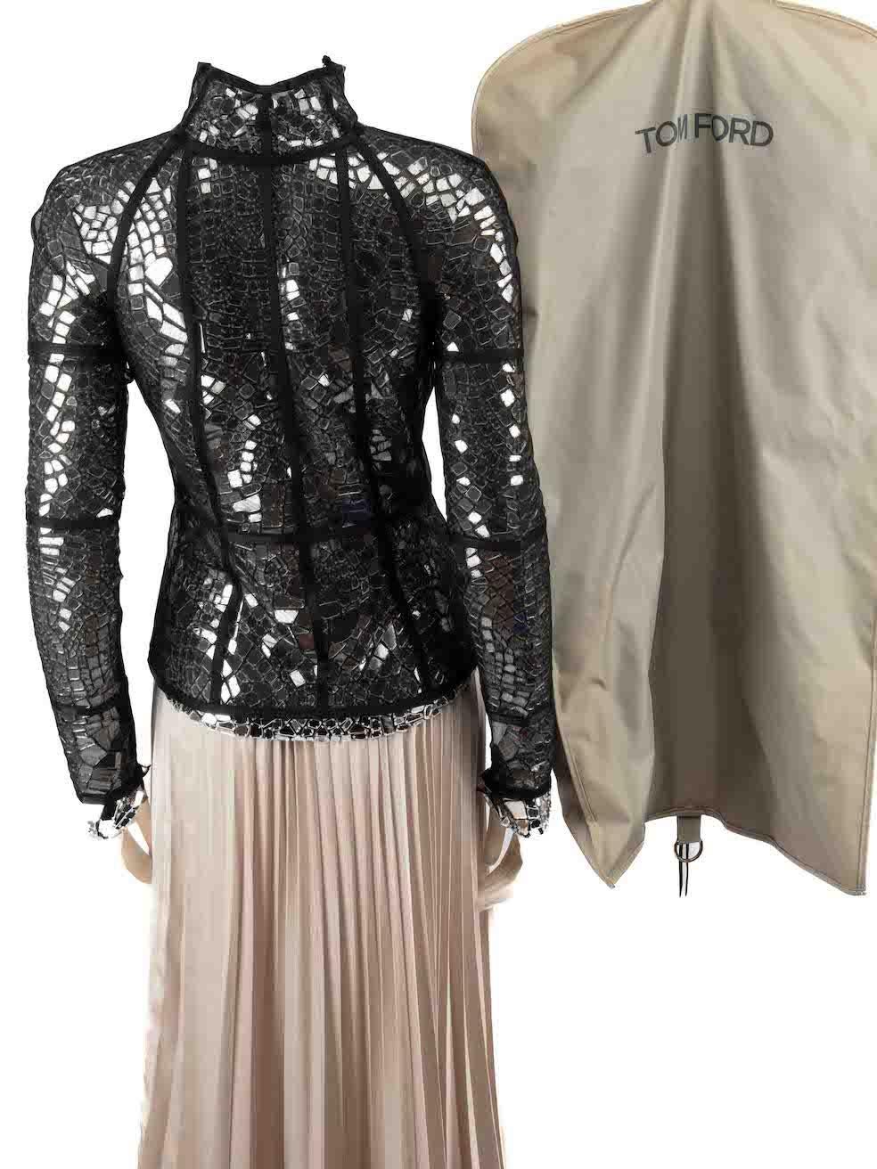 Tom Ford Spiegel verschönert High-Neck Top Größe XS (Schwarz) im Angebot