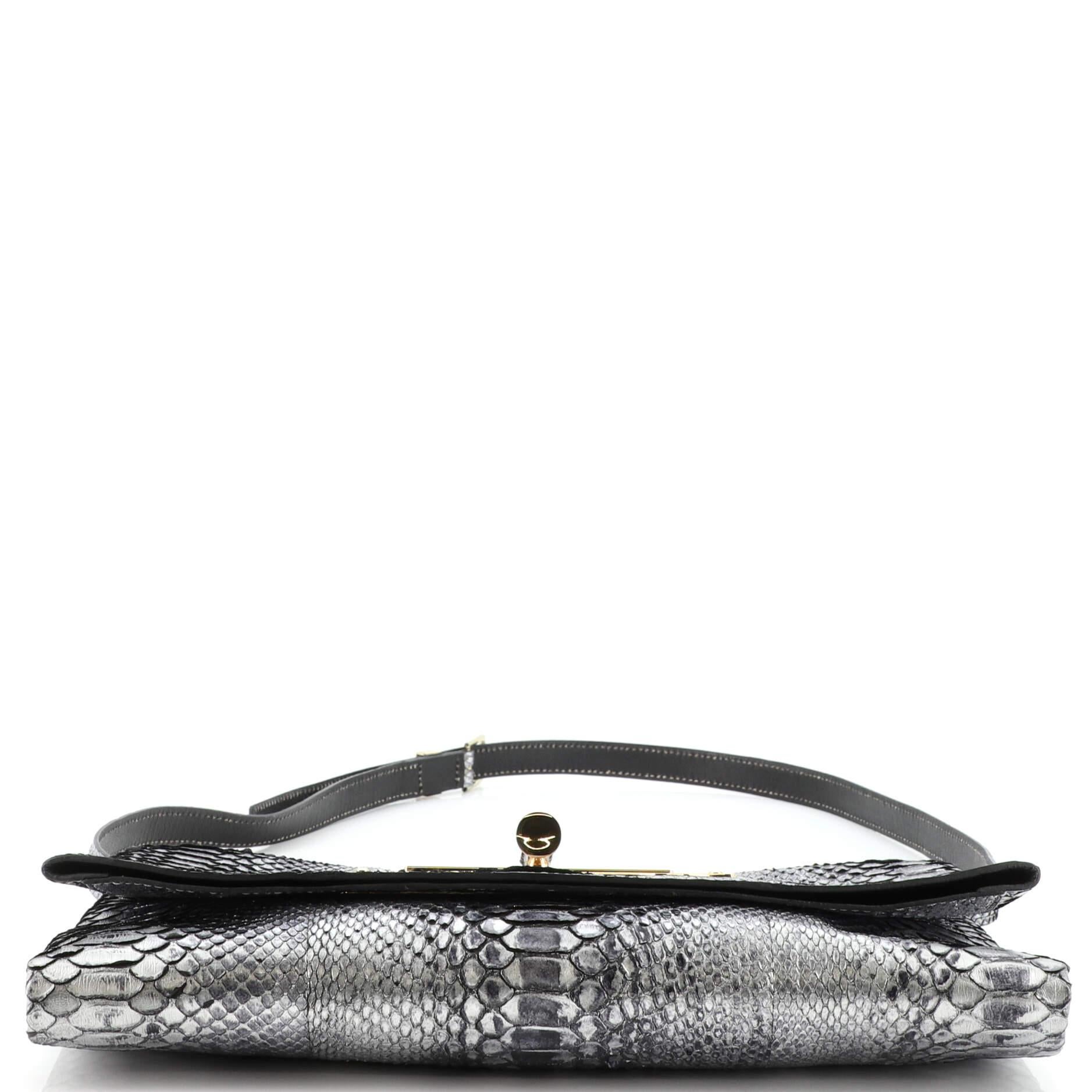 Gray Tom Ford Natalia Convertible Clutch Python Large