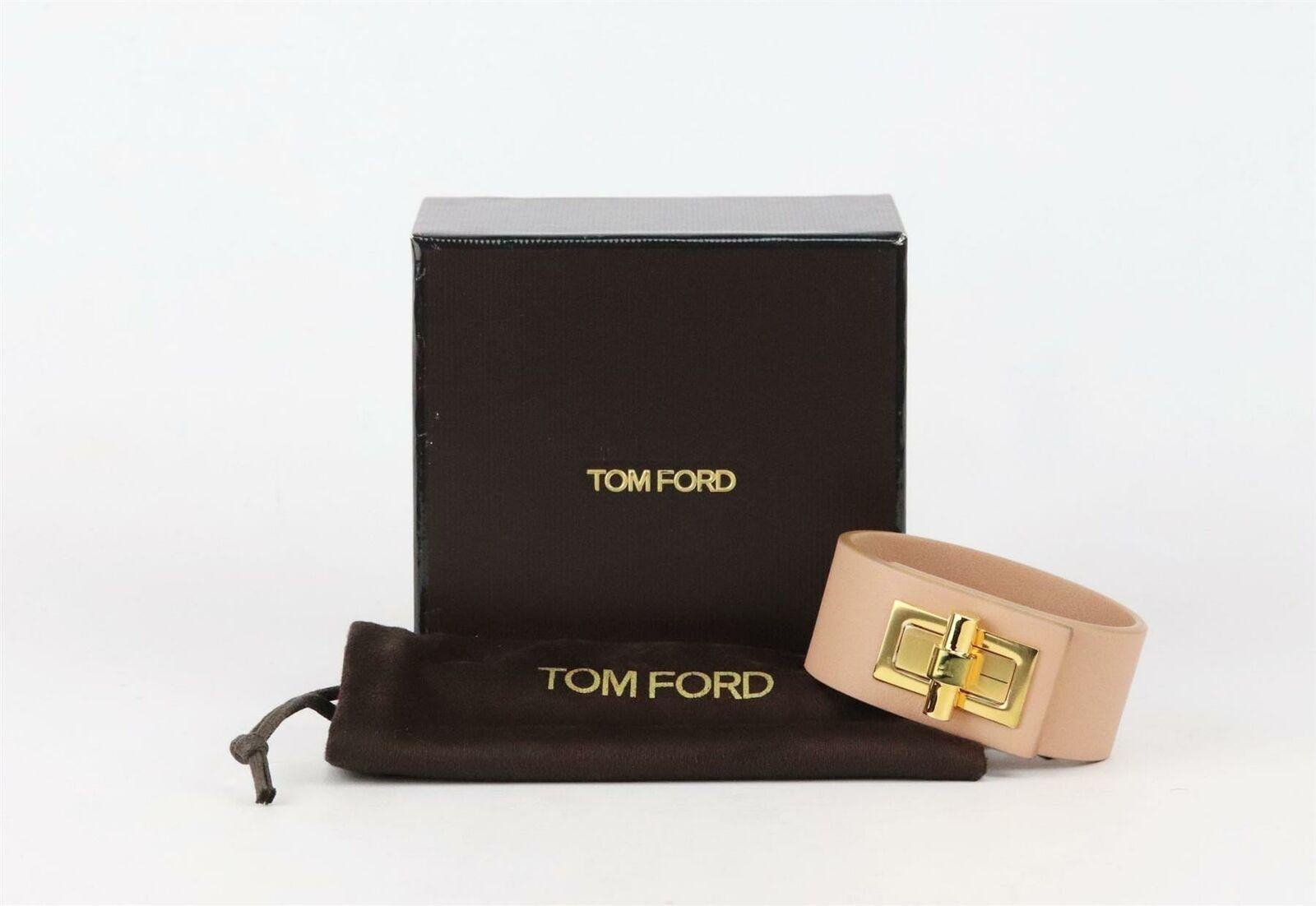 Women's or Men's Tom Ford Natalia Gold Tone & Leather Cuff