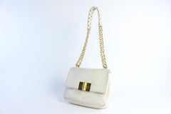 Tom Ford Natalia Turnlock Chain Flap 2mz0821 White Leather Cross Body Bag