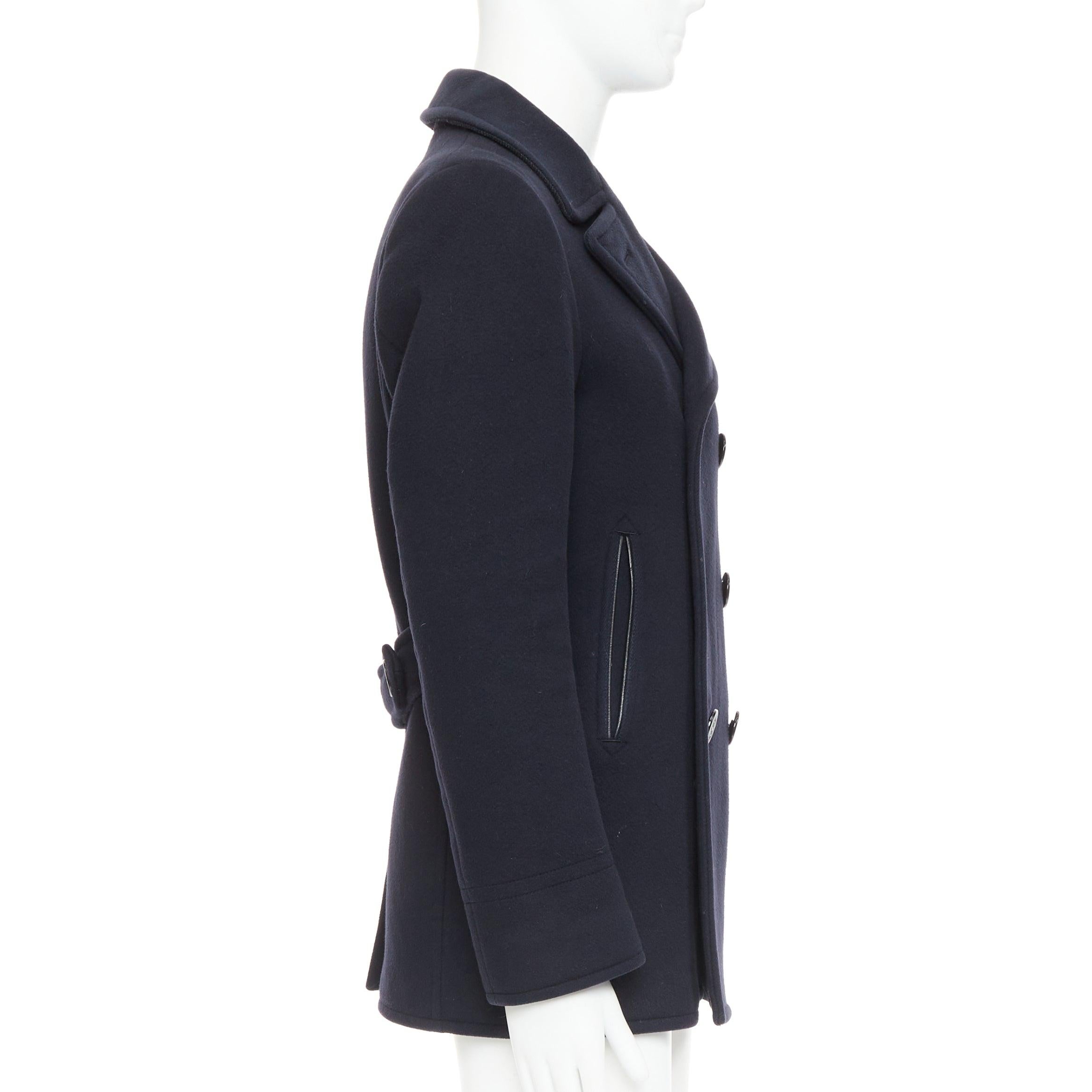 Caban à double boutonnage en cuir 100% laine TOM FORD navy IT48 M Pour hommes en vente