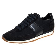 Tom Ford Navy Blue/Black Canvas And Suede Low Top Sneakers Size 41