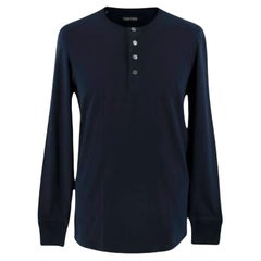 Tom Ford Navy Blue Half-button Top
