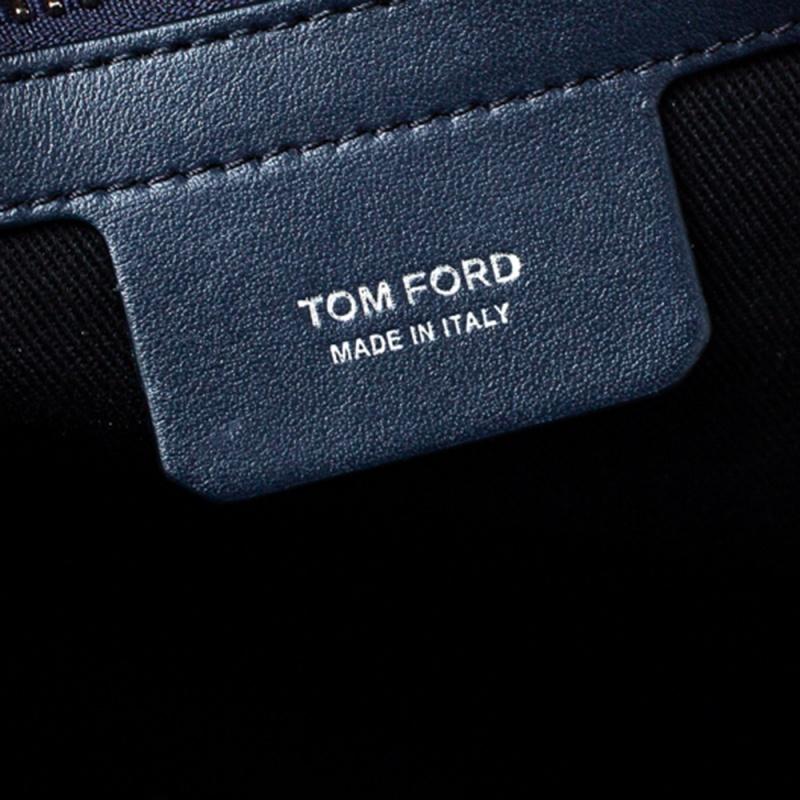 Tom Ford Navy Blue Leather Buckley Backpack 2