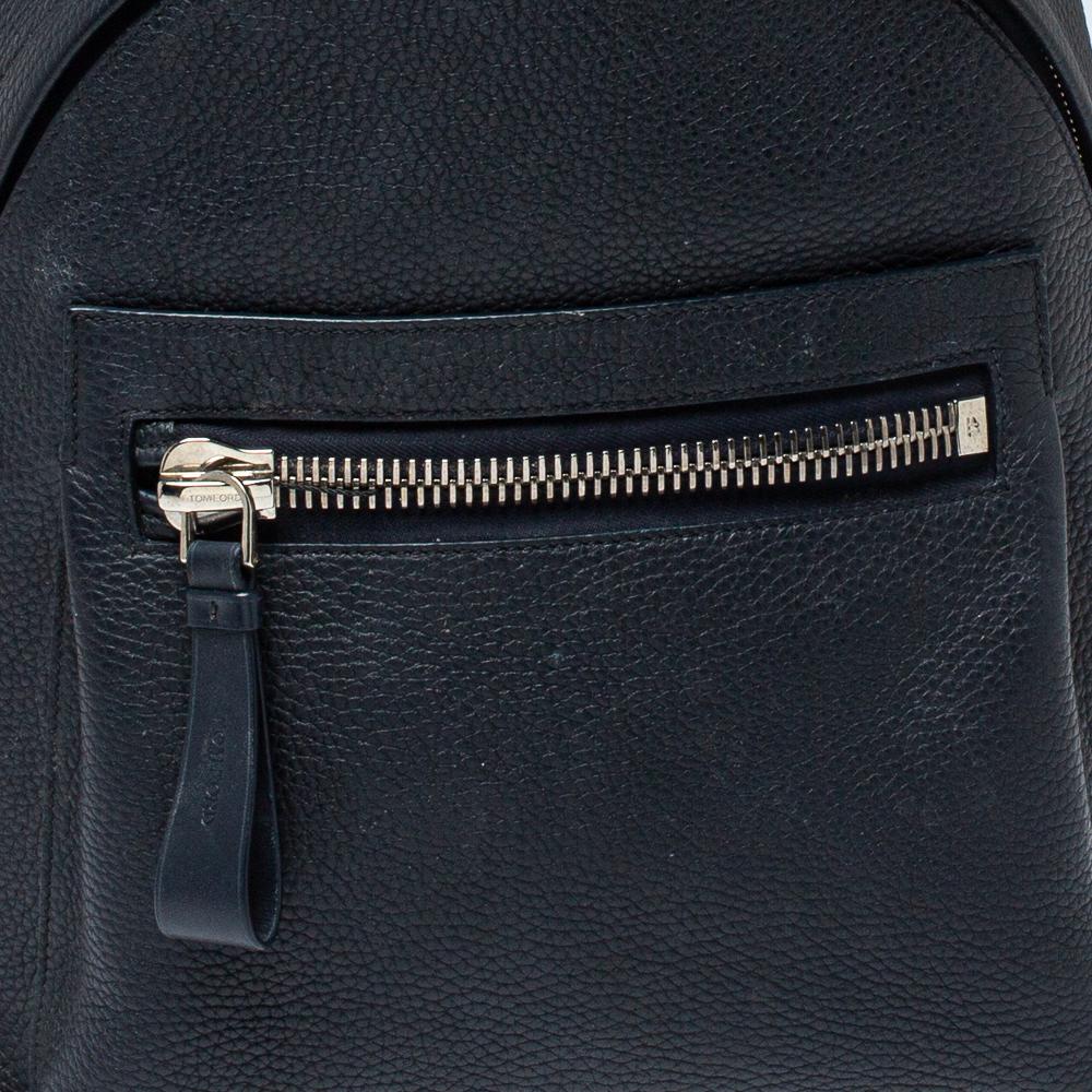 Black Tom Ford Navy Blue Leather Buckley Backpack